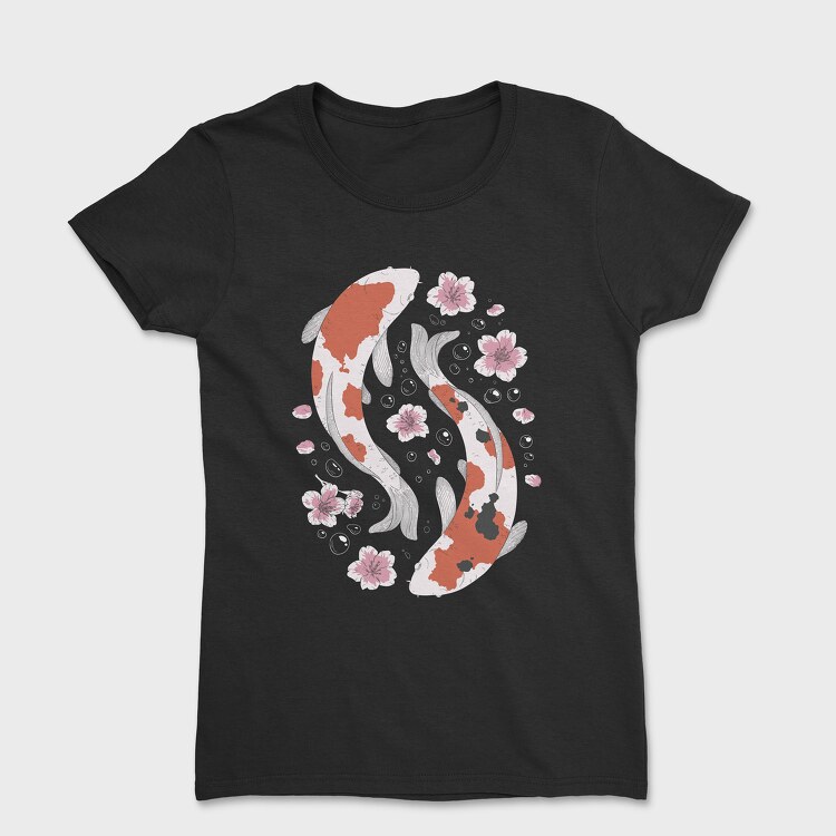 Koi Fish With Cherry Blossom, Women's T-Shirt