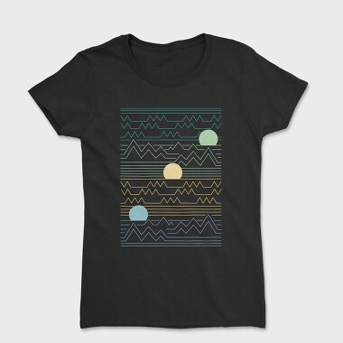 Lineart Sunset Landscape, Women's T-Shirt