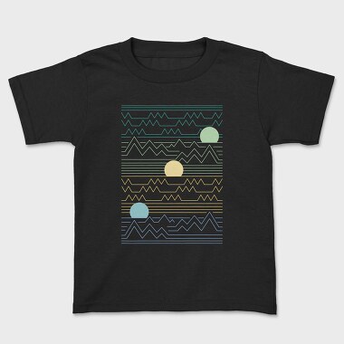 Lineart Sunset Landscape, Kids' T-Shirt