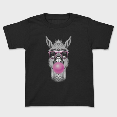Llama Monochrome Bubblegum, Kids' T-Shirt