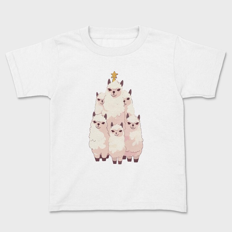 Llamas Christmas Tree, Kids' T-Shirt