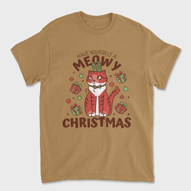 Unisex Men's T-Shirt, Meowy Christmas