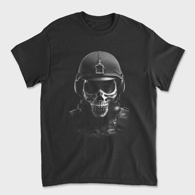 Унисекс Мъжка Тениска, Militar Skull Monochrome