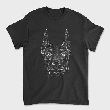 Monochrome Doberman, Unisex Men's T-Shirt
