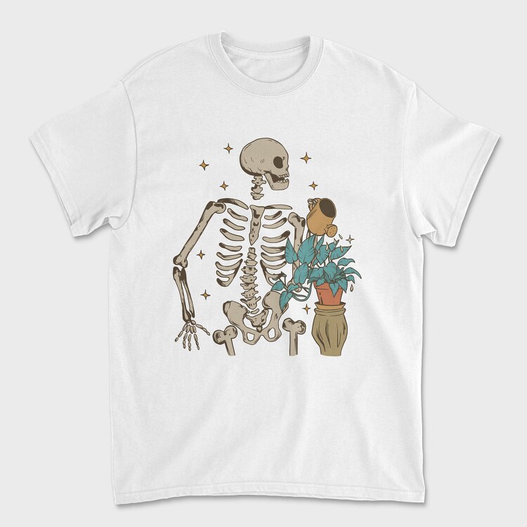 Skeleton Watering the Plant, Unisex Men's T-Shirt