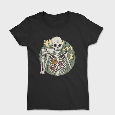 Skeleton With Coffee, Women's T-Shirt