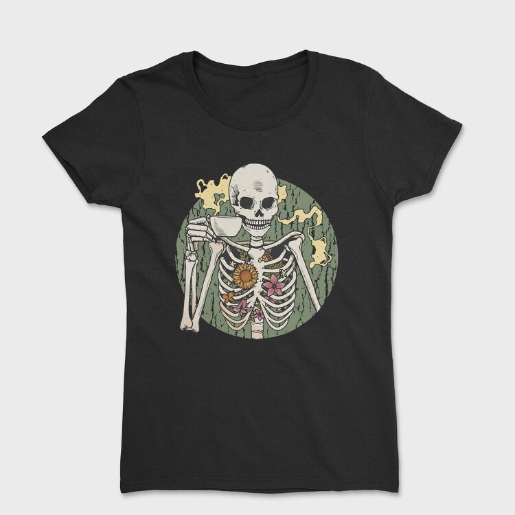 Skeleton With Coffee, Women's T-Shirt