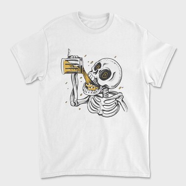 Skull Drinking Beer, Unisex Men's T-Shirt