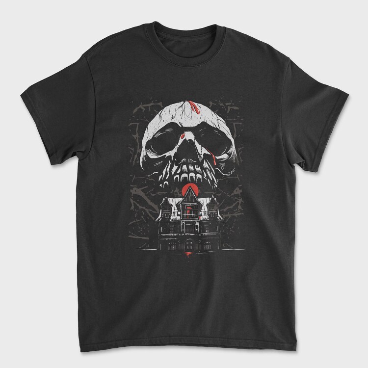 Skull Haunted House, Unisex Men's T-Shirt