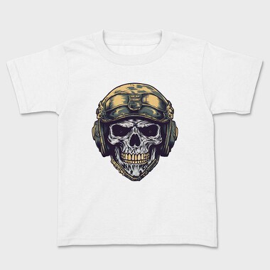 Skull Military Helmet, Kids' T-Shirt