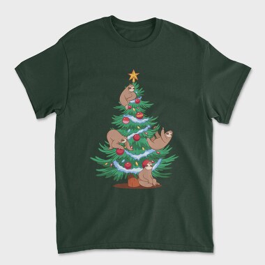 Sloth Christmas Tree, Unisex Men's T-Shirt