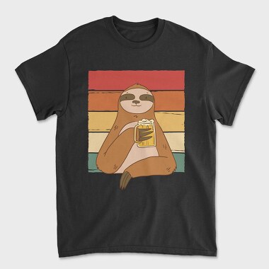 Sloth Drinking Beer, Unisex Men's T-Shirt
