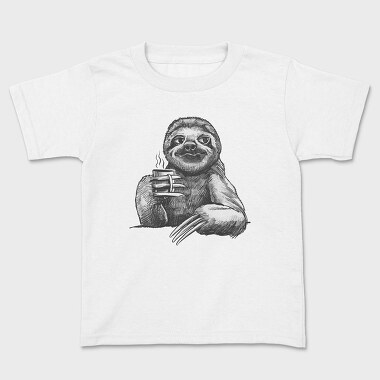 Sloth Sketch Coffee, Kids' T-Shirt
