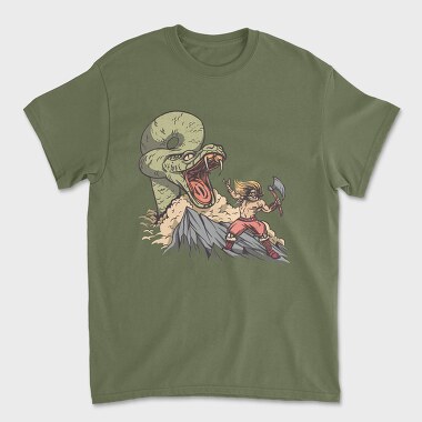 Snake vs Viking, Unisex Men's T-Shirt