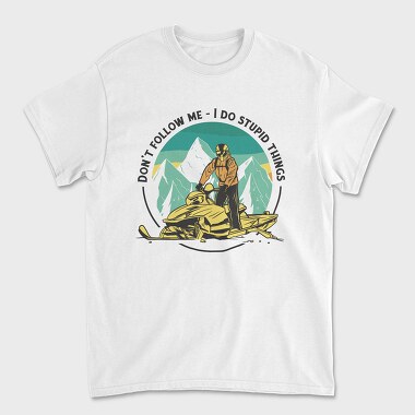 Snowmobiler Retro Sunset, Unisex Men's T-Shirt