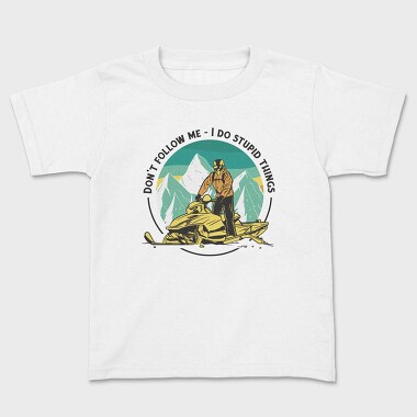 Snowmobiler Retro Sunset, Kids' T-Shirt