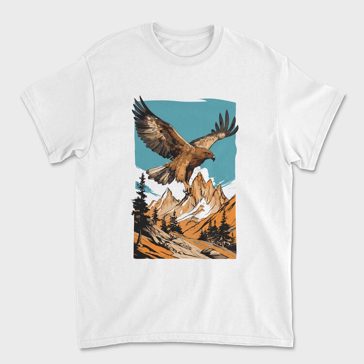 Steppe Eagle Flying, Unisex Men's T-Shirt