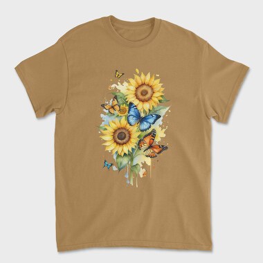 Sunflower Butterfly, Unisex Men's T-Shirt