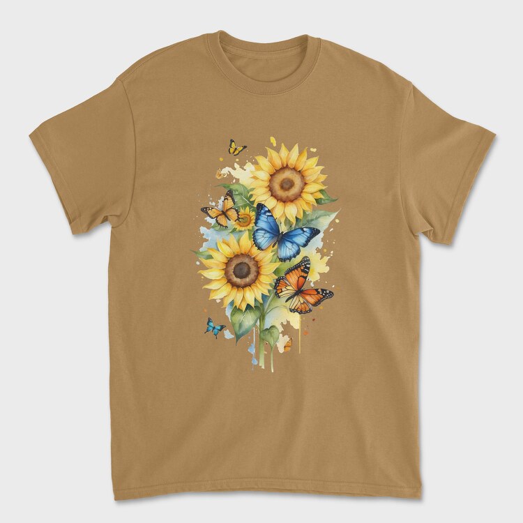 Sunflower Butterfly, Unisex Men's T-Shirt