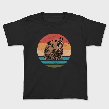 Sunset Retro Bear, Kids' T-Shirt