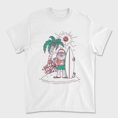 Surfer Santa, Унисекс Мъжка Тениска