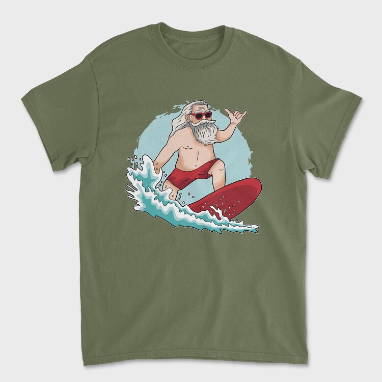 Surfing Santa, Unisex Men's T-Shirt