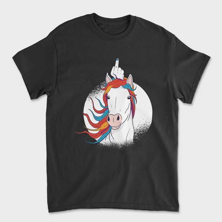 Unicorn Middle Finger Horn, Unisex Men's T-Shirt