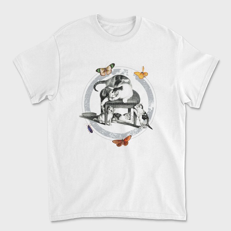 Vintage Cats Butterflies, Unisex Men's T-Shirt
