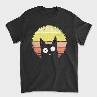 Vintage Sunset Cat, Unisex Men's T-Shirt