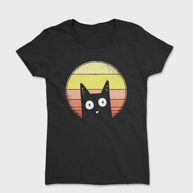 Vintage Sunset Cat, Women's T-Shirt