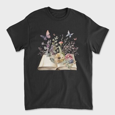 Watercolor Book Flowers, Unisex Men's T-Shirt