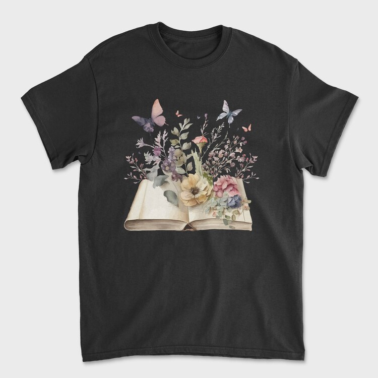 Watercolor Book Flowers, Унисекс Мъжка Тениска