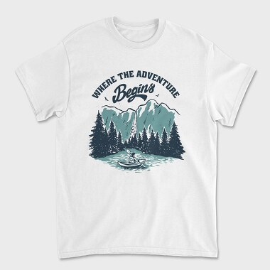 Where the Aventure Begins, Unisex Men's T-Shirt
