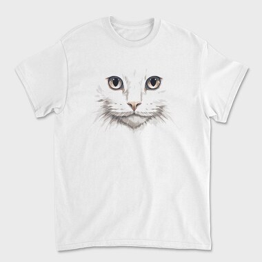 White Cat Portrait, Unisex Men's T-Shirt