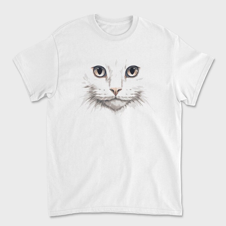 White Cat Portrait, Unisex Men's T-Shirt