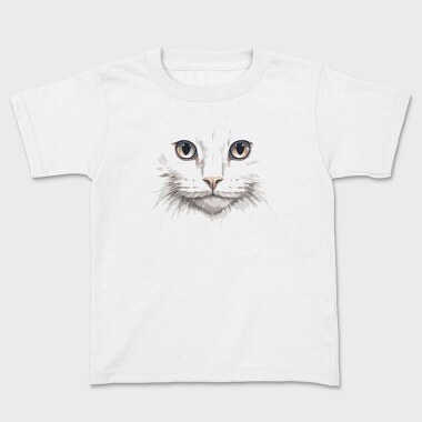 White Cat Portrait, Kids' T-Shirt