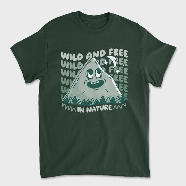 Унисекс Мъжка Тениска, Wild and Free Mountain Cartoon