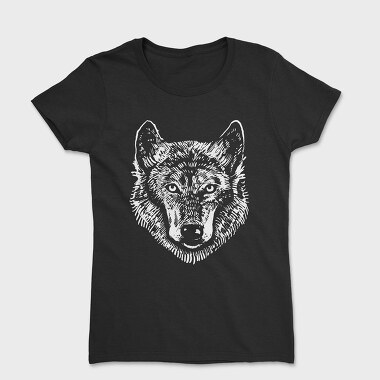 Wolf Portrait Monochrome, Women's T-Shirt