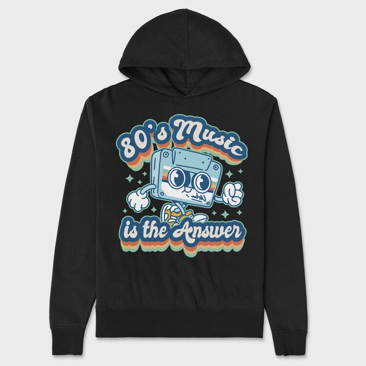 80 S Music Is the Answer, Unisex Men's Hoodie