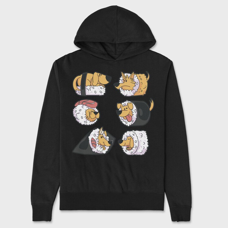 Dogs Sushi, Unisex Men's Hoodie