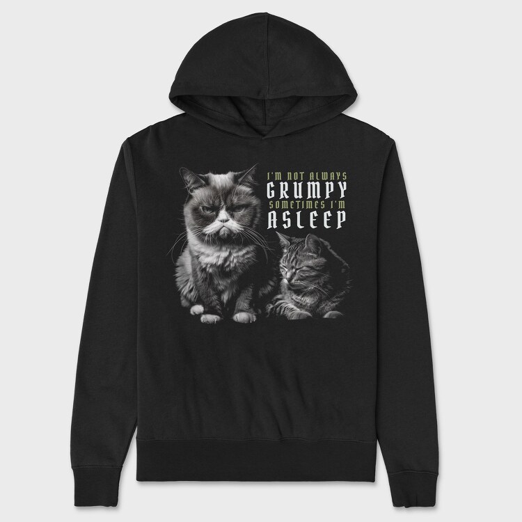 Cat Grumpy Asleep, Unisex Men's Hoodie