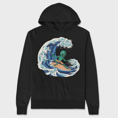 Surfing Alien, Unisex Men's Hoodie