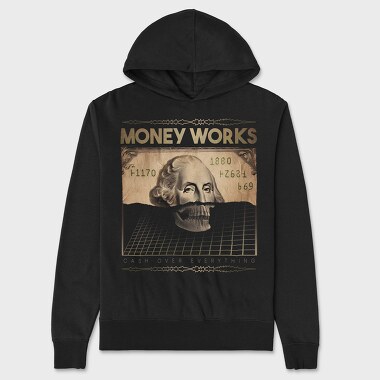 Money Works Bill Skull, Unisex Men's Hoodie