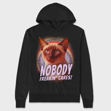 Cat Nobody Freakin Cares, Unisex Men's Hoodie