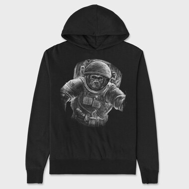 Monkey Astronaut Monochrome, Unisex Men's Hoodie