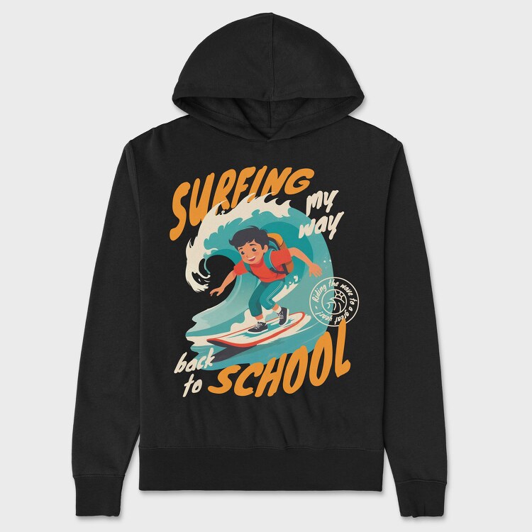 Surfing My Way Back to School, Unisex Men's Hoodie