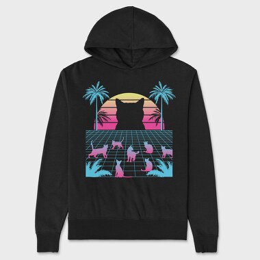 Cat Vaporwave, Unisex Men's Hoodie