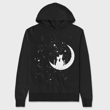 Cats Love Moon, Unisex Men's Hoodie