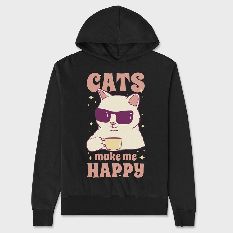 Cats Make Me Happy Coffee, Унисекс Мъжко Суичър