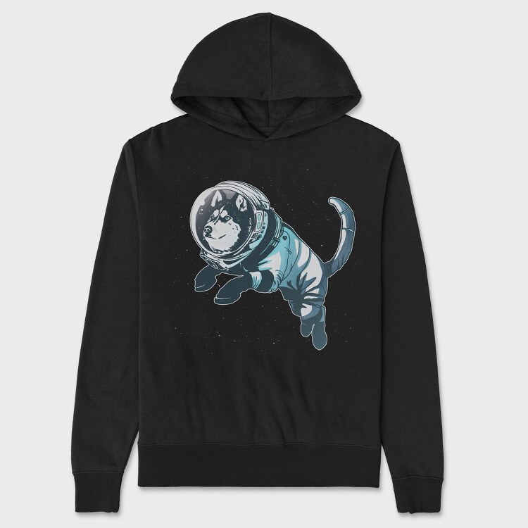 Astronaut Husky, Unisex Men's Hoodie